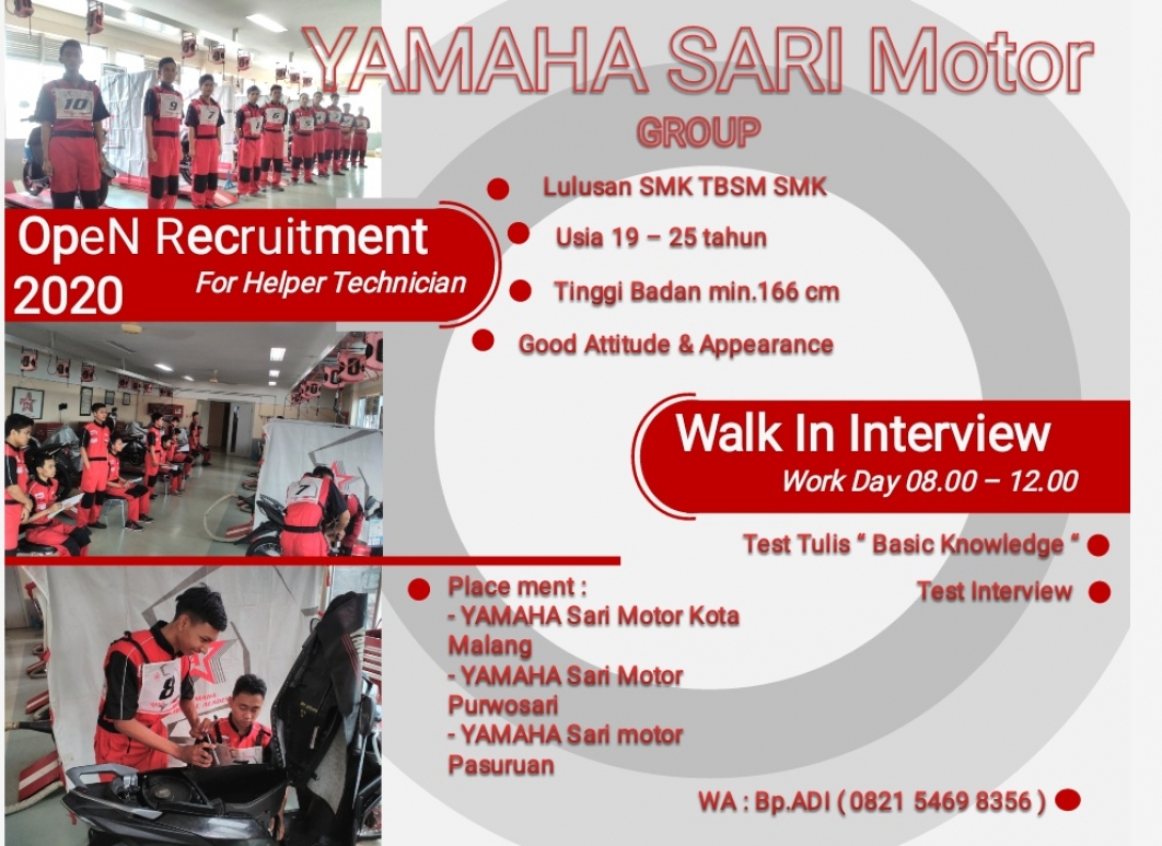 Gambar dari OPEN RECRUITMENT For Helper Technician