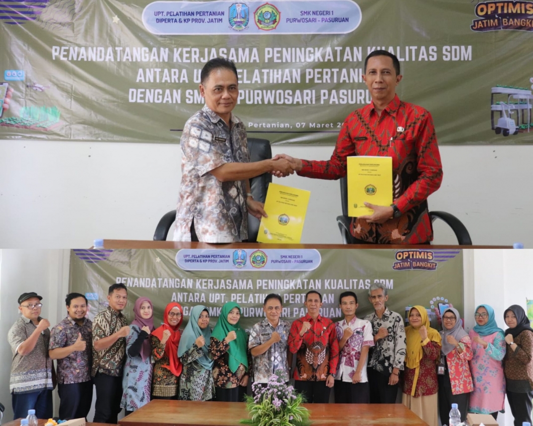 Penandatanganan MOU  Antara UPT. Pelatihan Pertanian Singosari dengan SMKN 1 Purwosari